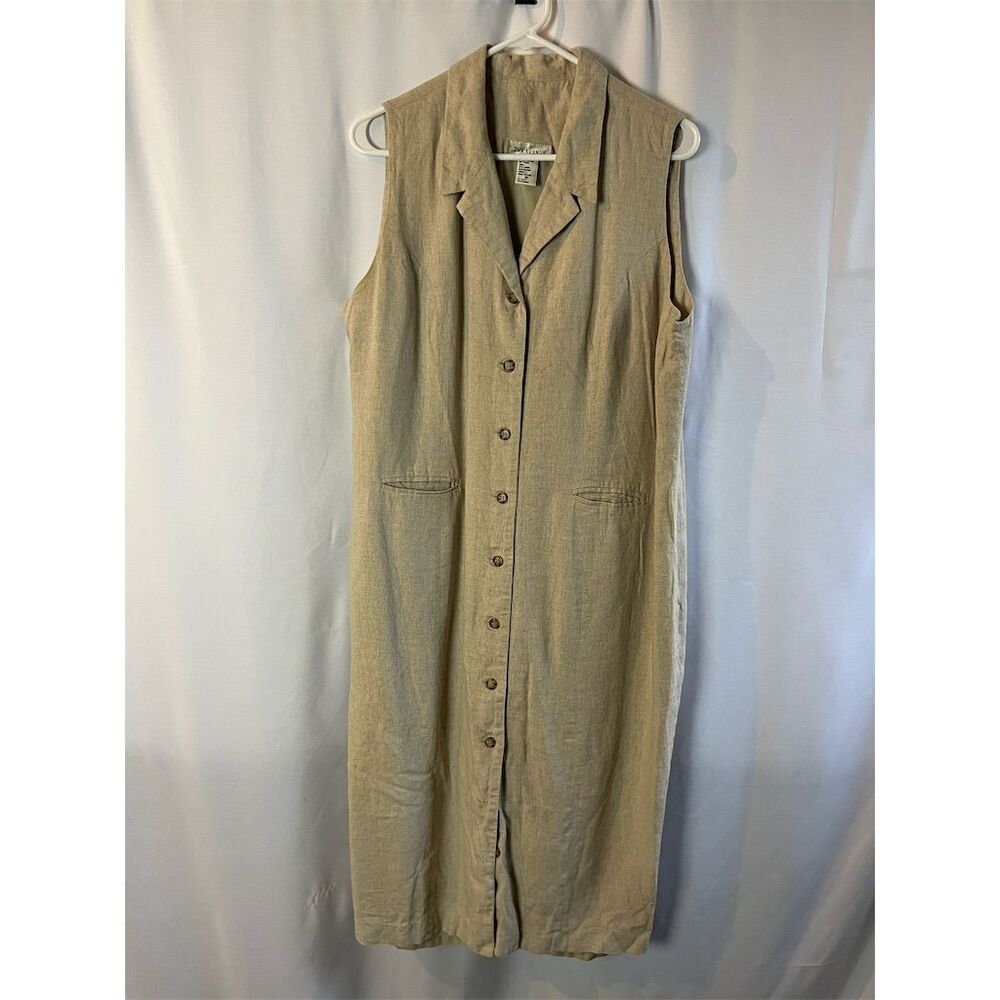 Alex Mill Women's Beige Plus Maxi Sleeveless Button-Down Dress Size 16